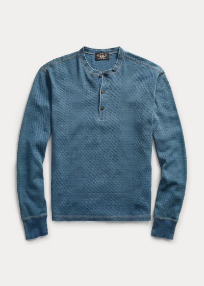 Henley Ralph Lauren Hombre Azules Azules Azules - Jacquard-Knit - RXGUC3098